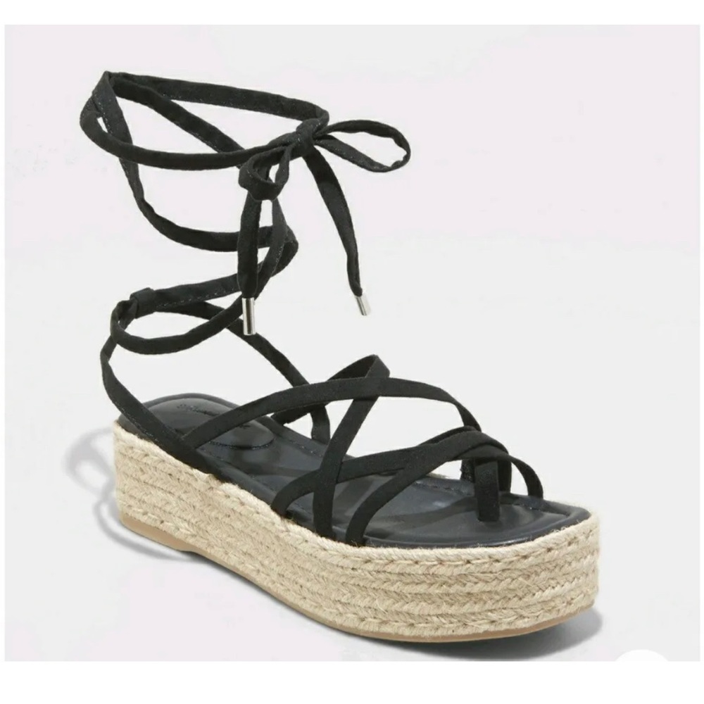 Universal Thread Donny Wedge Platform Heel Laced Espadrille Sandals